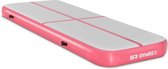Gymrex Opblaasbare gymnastiekmat - 300 x 100 x 20 cm - 150 kg - grijs/roze