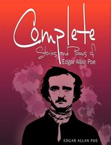 Boek kaft met illustratie van Edgar Allan Poe, de titel "Complete Stories and Poems of Edgar Allan Poe".