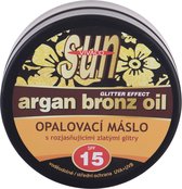VIVACO SUN Zonnebrandcrème met Arganolie en Glitters, SPF15 - waterbestendig - 200ml - voor een intense, snelle, langdurige en mooie bruine teint van de huid.