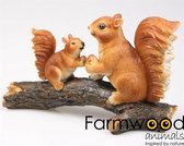Farmwood - Beeld -  Eekhoorns - 24x10x18cm - Boomstronk - Decoratie