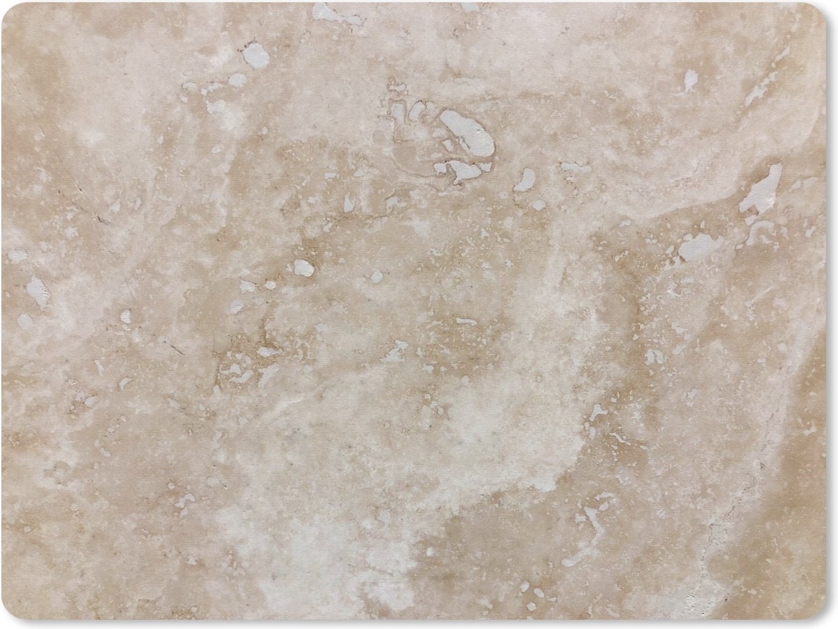 Muismat Stenen muren - Marmer met beige en wit muismat rubber - 23x19 cm - Muismat met foto
