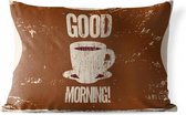 Buitenkussens - Tuin - Good morning koffie illustratie vintage - 60x40 cm