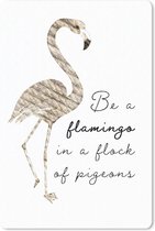 Muismat FlamingoKerst illustraties - Quote 'Be a flamingo in a flock of pigeons' en een flamingo van touw op een witte achtergrond muismat rubber - 18x27 cm - Muismat met foto