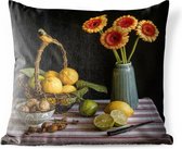Buitenkussens - Tuin - Stilleven zonnebloemen en citroen - 60x60 cm