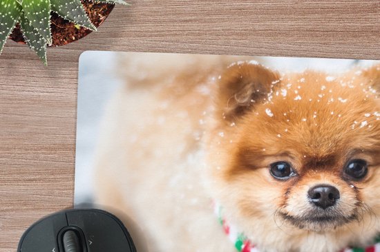 Muismat Vrije Dieren - Hond met sjaal muismat rubber - 40x30 cm - Muismat met foto