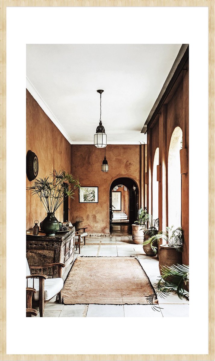 Schilderij - interieur - aardetinten - Collectie Travel stories - Forex met blanke lijst - 70x118cm