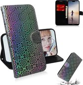 Voor Huawei P20 Lite / Nova 3e effen kleur kleurrijke magnetische gesp horizontale flip pu lederen case met houder & kaartsleuven & portemonnee & lanyard (zilver)