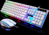 ZGB G21 1600 DPI Professional Bedraad Kleurrijke achtergrondverlichting Mechanisch Feel Suspension Keyboard + Optische Muis Kit voor Laptop, PC (Wit)