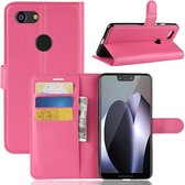 Litchi Texture horizontale flip lederen tas voor Google Pixel 3 XL, met portemonnee en houder en kaartsleuven (magenta)