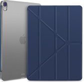 Multi-opvouwbare schokbestendige TPU-beschermhoes voor iPad Pro 12,9 inch (2018), met houder en slaap / waakfunctie (donkerblauw)