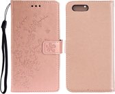 Voor OPPO A5 Plum Blossom Pattern Links en Rechts Flip Leren Case met Beugel & Kaartsleuf & Portemonnee & Lanyard (Rose Gold)