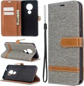 Voor Nokia 6.2 / 7.2 Kleuraanpassing Denim Texture Horizontaal Flip PU lederen tas met houder & kaartsleuven & portemonnee & lanyard (grijs)