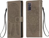 Voor Galaxy A71 Dream Catcher afdrukken Horizontale flip lederen tas met houder & kaartsleuven & portemonnee & lanyard (grijs)