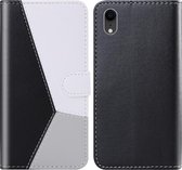 Voor iPhone XR Tricolor stiksels Horizontaal Flip TPU + PU lederen tas met houder & kaartsleuven & portemonnee (zwart)