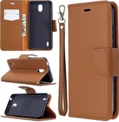 Voor Nokia 1.3 Litchi textuur pure kleur horizontale flip lederen case met houder & kaartsleuven & portemonnee & lanyard (bruin)