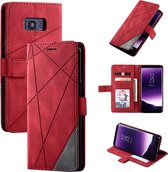 Voor Samsung Galaxy S8 Plus Skin Feel Splicing Horizontaal Flip Leather Case met houder & kaartsleuven & portemonnee & fotolijst (rood)