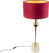 QAZQA diverso - Art Deco Tafellamp met kap - 1 lichts - H 790 mm - Goud/messing - Woonkamer | Slaapkamer