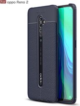 Voor OPPO Reno 2 Litchi Texture TPU schokbestendige behuizing (marineblauw)