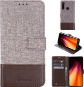 Voor Xiaomi Redmi Note 8T MUMXA MX102 Horizontale flip canvas stiksels lederen tas met houder en kaartsleuven en portemonnee (bruin)