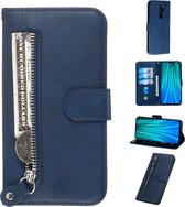Voor Geschikt voor Xiaomi Redmi Note 8 Pro Fashion Calf Texture Zipper Horizontal Flip PU Leather Case, with Holder & Card Slots & Wallet (Blue)