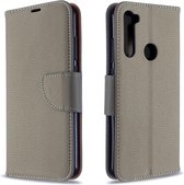 Voor Xiaomi Redmi Note 8T Litchi Texture Pure Color Horizontale Flip PU Leather Case met houder & kaartsleuven & Wallet & Lanyard (grijs)