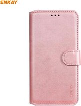 Voor Samsung Galaxy A21 ENKAY Hat-Prince horizontale flip lederen tas met houder & kaartsleuven en portemonnee (roze)