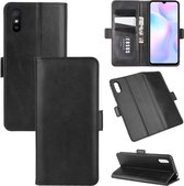 Voor Geschikt voor Xiaomi Redmi 9A Dual-side magnetische gesp horizontale flip lederen tas met houder & kaartsleuven & portemonnee (zwart)