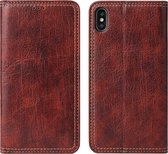 Voor iphone xs max retro boomschors textuur pu magnetische horizontale flip lederen case met houder & kaartsleuven & portemonnee (bruin)