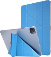 Voor iPad Pro 11 (2020) Zijde textuur Horizontale vervorming Flip lederen tas met drievoudige houder (lichtblauw)