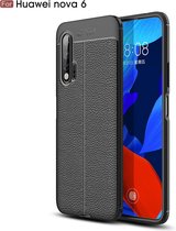 Voor Huawei Nova 6 Litchi Texture TPU schokbestendig hoesje (zwart)
