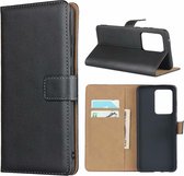 Voor Galaxy S20 Ultra lederen horizontale flip holster met magnetische sluiting en beugel en kaartsleuf en portemonnee (zwart)