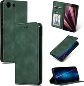 Retro Skin Feel Business Magnetische Horizontale Leren Flip Case voor Sony Xperia XZ4 Compact (Legergroen)