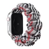 Voor Apple Watch Series 5 en 4 44 mm / 3 en 2 en 1 42 mm doek + roestvrijstalen haarring horlogeband (grijs raster)