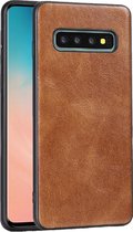 Voor Samsung Galaxy S10 Plus Crazy Horse Getextureerd Kalfsleer PU + PC + TPU Case (Bruin)