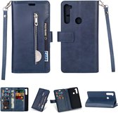 Voor Geschikt voor Xiaomi Redmi Note 8 Multifunctionele Rits Horizontale Flip Leren Case met Houder & Portemonnee & 9 Kaartsleuven & Lanyard (Blauw)