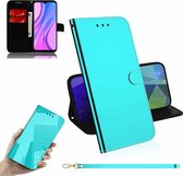 Voor Xiaomi Redmi 9 Lmitated Mirror Surface Horizontal Flip Leather Case met houder & kaartsleuven & portemonnee & lanyard (mintgroen)