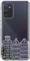 Casetastic Samsung Galaxy A72 (2021) 5G / Galaxy A72 (2021) 4G Hoesje - Softcover Hoesje met Design - Amsterdam Canal Houses White Print
