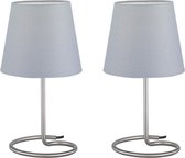 LED Tafellamp 2 Pack - Tafelverlichting - Iona Twinko - E14 Fitting - Rond - Mat Grijs - Aluminium