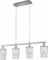 LED Hanglamp - Hangverlichting - Iona Pocino - E14 Fitting - 4-lichts - Rechthoek - Mat Chroom - Aluminium