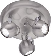 LED Plafondspot - Iona Bosty - GU10 Fitting - 3-lichts - Rond - Mat Nikkel - Aluminium