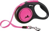 Flexi rollijn new neon tape zwart / neon roze - s 5 mtr tot 15 kg - 1 stuks