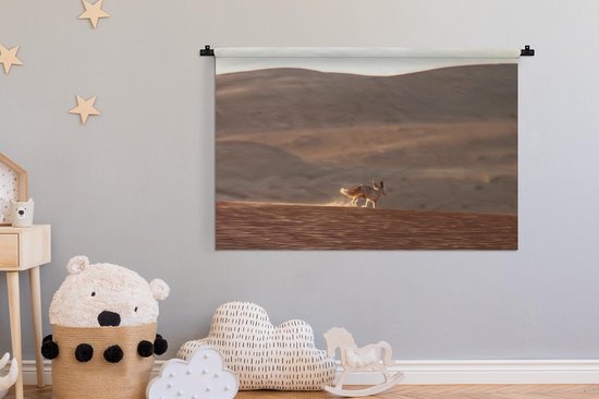 Tapisserie Fennek - Un renard du désert se promène dans le désert Tapisserie coton 150x100 cm - Tapisserie avec photo