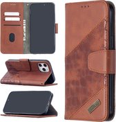 Voor iPhone 12 Pro Max Bijpassende kleur Krokodiltextuur Horizontale flip PU lederen tas met portemonnee & houder & kaartsleuven (bruin)