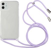 Schokbestendige ultradunne TPU + acryl beschermhoes met lanyard voor iPhone 11 (lichtpaars)