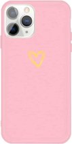 Voor iPhone 11 Pro Max Golden Love-heart Pattern Colorful Frosted TPU telefoon beschermhoes (roze)