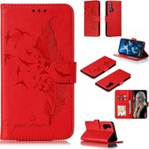 Feather Pattern Litchi Texture Horizontale Flip Leren Case met Portemonnee & Houder & Kaartsleuven Voor Huawei Honor 20 Pro (Rood)