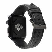 Litchi Texture lederen horlogeband voor Apple Watch Series 6 & SE & 5 & 4 44 mm / 3 & 2 & 1 42 mm (zwart)