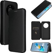 Voor Huawei Mate 40 Pro Carbon Fiber Texture Magnetische Horizontale Flip TPU + PC + PU Leather Case met Card Slot (Black)