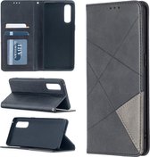 Voor OPPO Find X2 Neo / Reno 3 Pro Rhombus Texture Horizontale Flip Magnetische Leren Case met Houder & Kaartsleuven (Zwart)