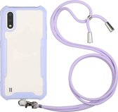 Voor Samsung Galaxy A01 / M10 acryl + kleur TPU schokbestendig hoesje met nekkoord (paars)